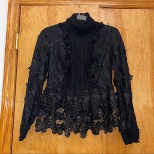 Black Anna Sui long sleeve top